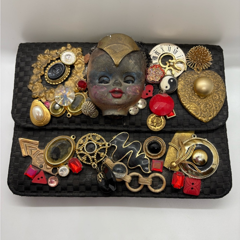 Julie Anderson Demented Doll Head Clutch Bag